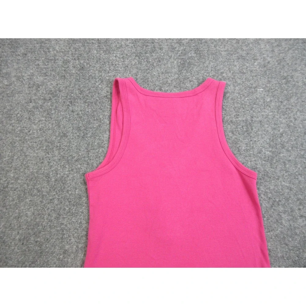 Tory Burch Tank Top Womens XS Pink 100% Cotton Beaded Rhinestone Scoop Neck